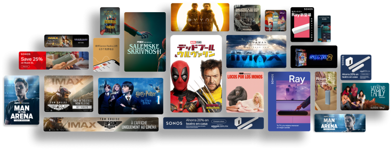 A montage of creative assets from major motion picture studios and consumer brands, created with Sherlock PipelineTM.